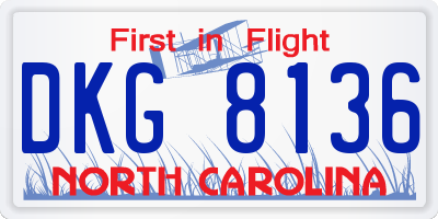 NC license plate DKG8136