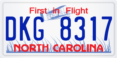 NC license plate DKG8317