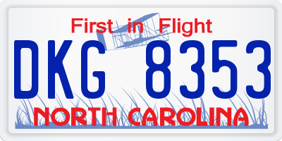 NC license plate DKG8353