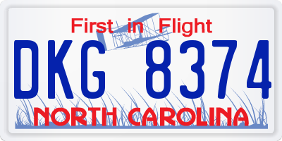 NC license plate DKG8374
