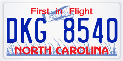 NC license plate DKG8540
