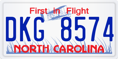 NC license plate DKG8574