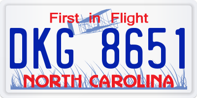 NC license plate DKG8651