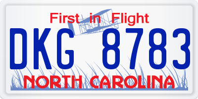 NC license plate DKG8783