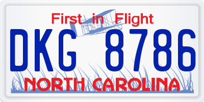 NC license plate DKG8786