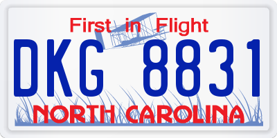 NC license plate DKG8831