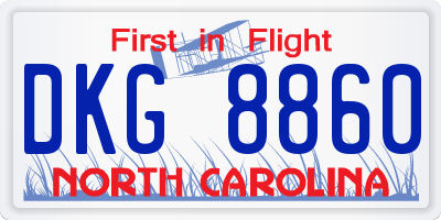 NC license plate DKG8860