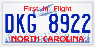 NC license plate DKG8922