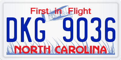 NC license plate DKG9036