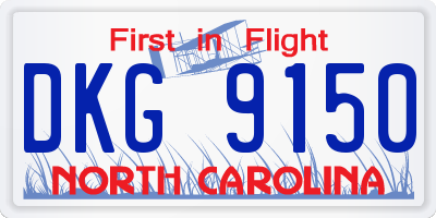 NC license plate DKG9150