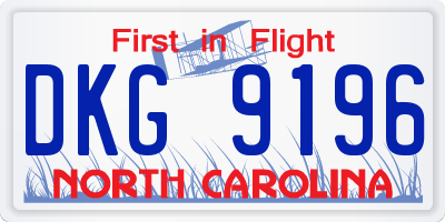 NC license plate DKG9196