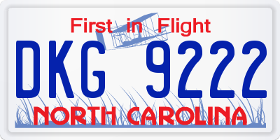 NC license plate DKG9222
