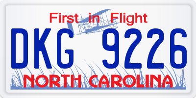 NC license plate DKG9226