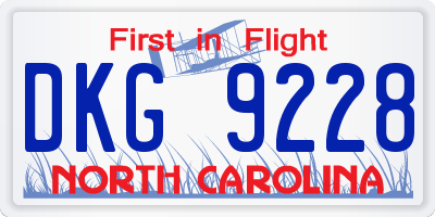 NC license plate DKG9228