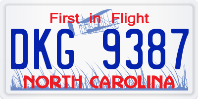 NC license plate DKG9387