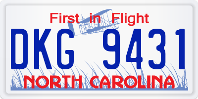 NC license plate DKG9431