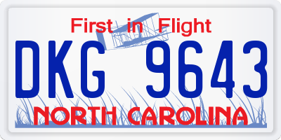NC license plate DKG9643