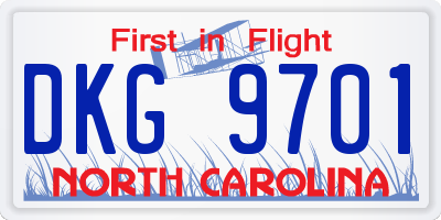 NC license plate DKG9701