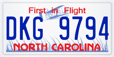 NC license plate DKG9794