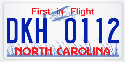 NC license plate DKH0112