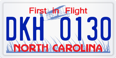NC license plate DKH0130