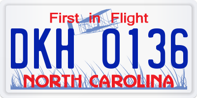 NC license plate DKH0136