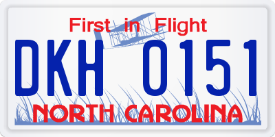 NC license plate DKH0151