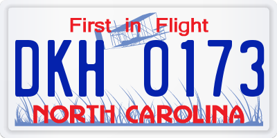 NC license plate DKH0173
