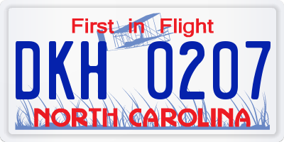 NC license plate DKH0207