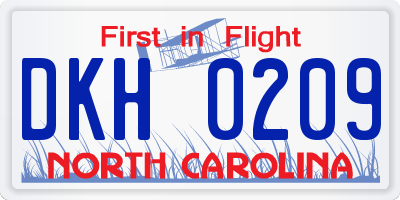 NC license plate DKH0209