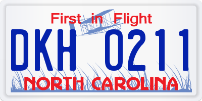 NC license plate DKH0211