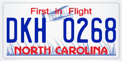 NC license plate DKH0268