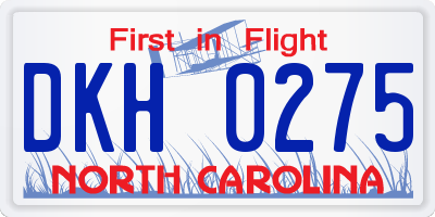 NC license plate DKH0275