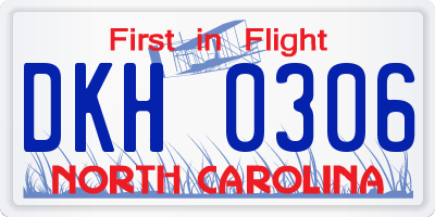 NC license plate DKH0306