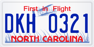 NC license plate DKH0321