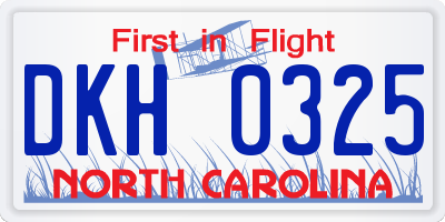 NC license plate DKH0325
