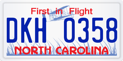 NC license plate DKH0358