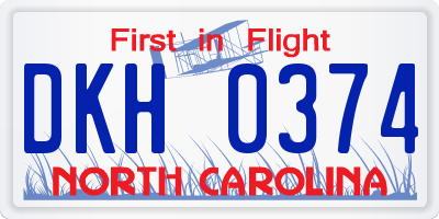 NC license plate DKH0374