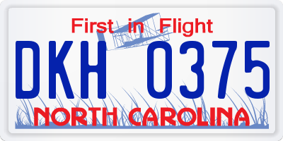 NC license plate DKH0375