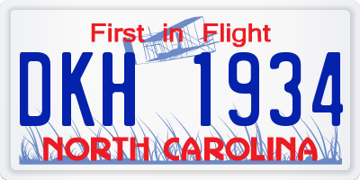 NC license plate DKH1934