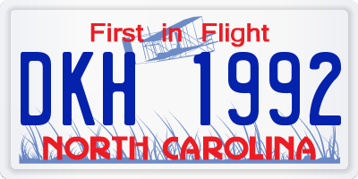 NC license plate DKH1992