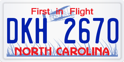 NC license plate DKH2670