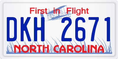 NC license plate DKH2671