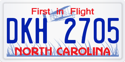 NC license plate DKH2705