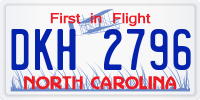 NC license plate DKH2796