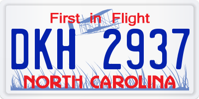 NC license plate DKH2937