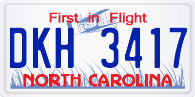 NC license plate DKH3417