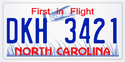 NC license plate DKH3421