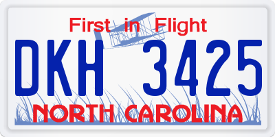 NC license plate DKH3425