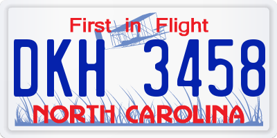 NC license plate DKH3458
